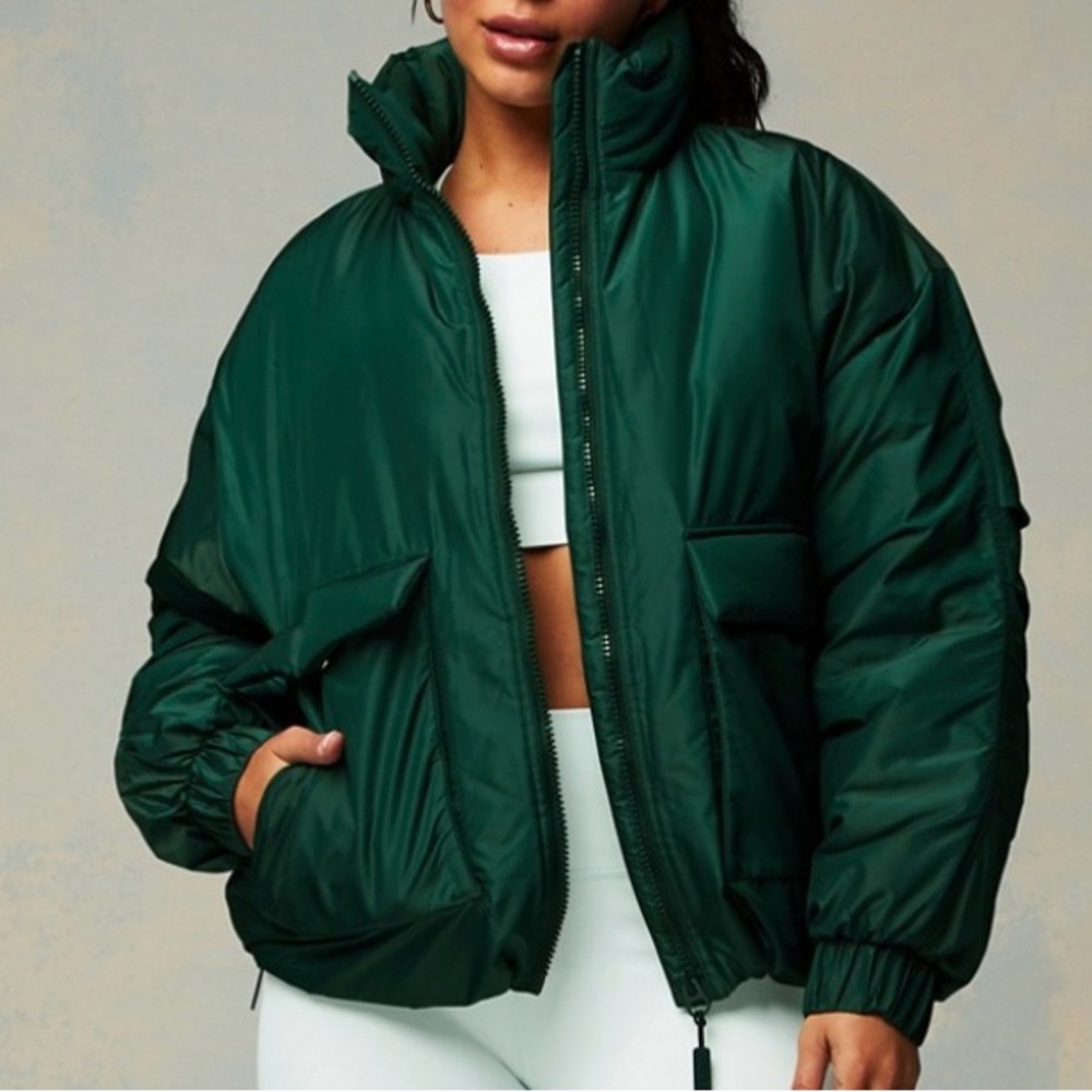 Deep Green Puffer All Weather Jacket - “Everpine Shine” - Fabletics - Picture 4 of 7